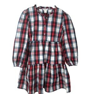 J. Crew Crewcuts Dress Girls‎ Size 7 Jewel Button Tartan Plaid Tiered Dress NWT!